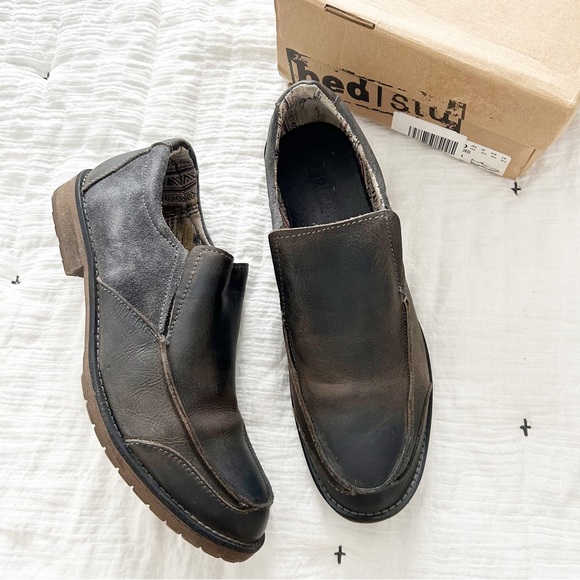 Bed Stu Other - NEW BedStu Fillmore Leather Suede Black Greenland/Char Gray Loafer Shoes US 13